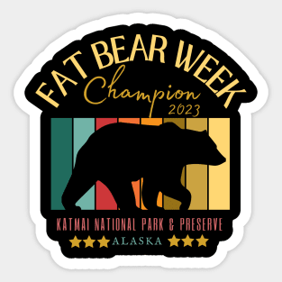 Fat Bear Week-Retro Style-Katmai Alaska Sticker